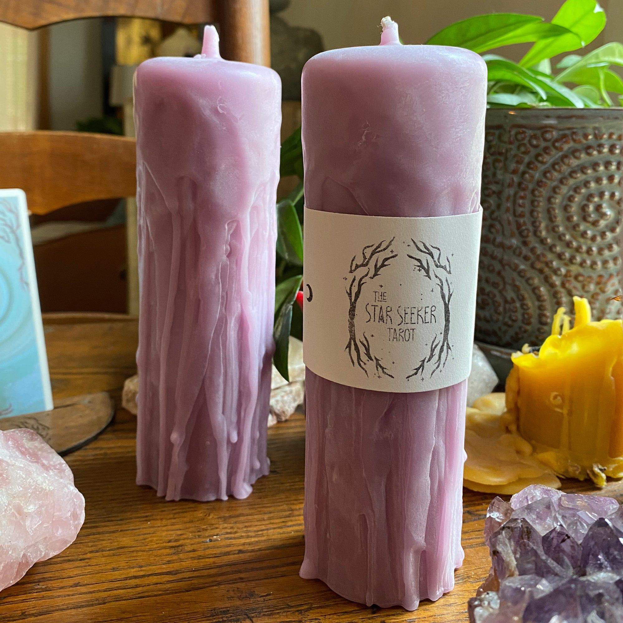 Star Seeker Tarot x Mithras Dusty Rose Dripped Candle 6.5"