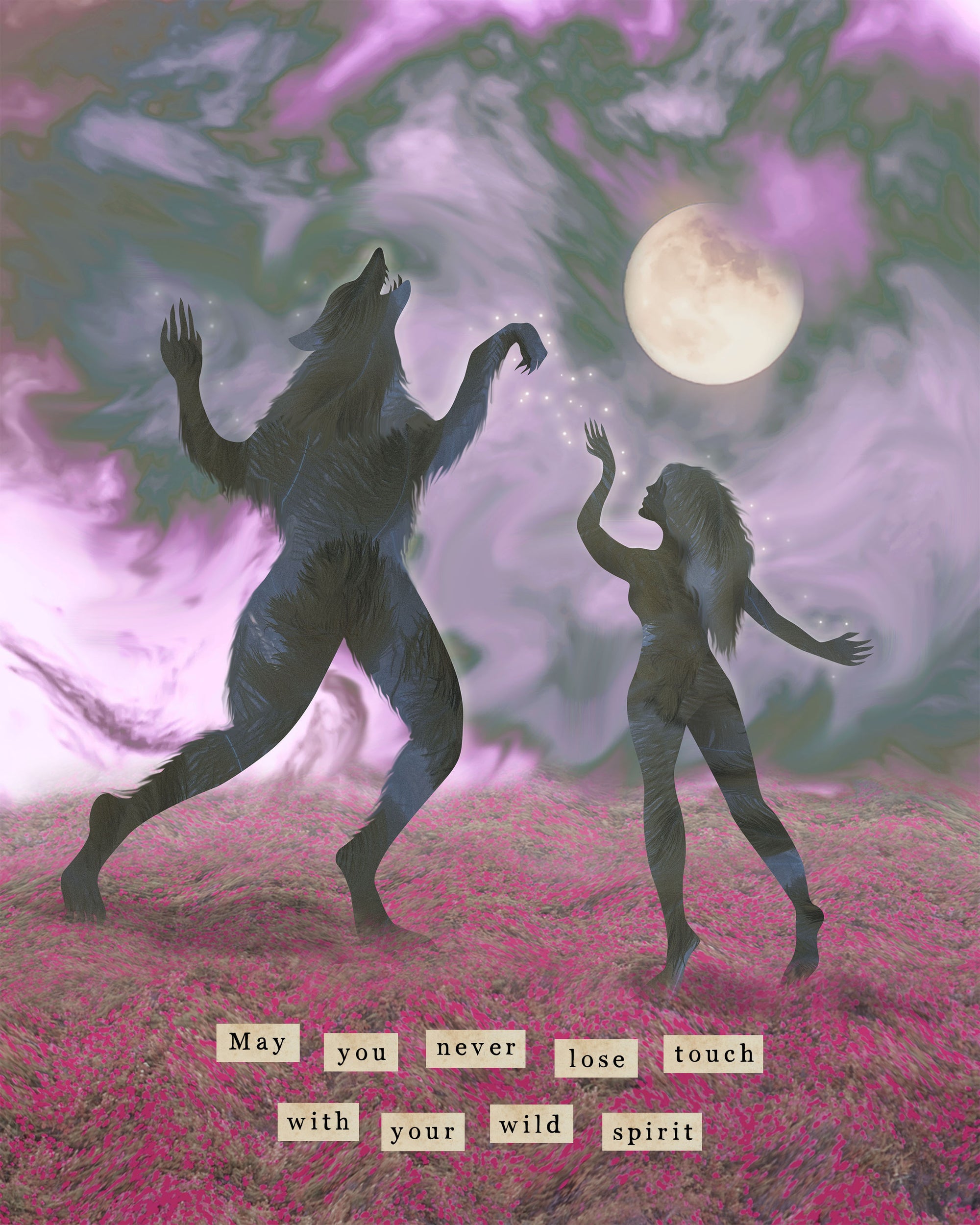 Wild Spirit 🌕 with text 🌕 Limited Edition Giclee Art Print