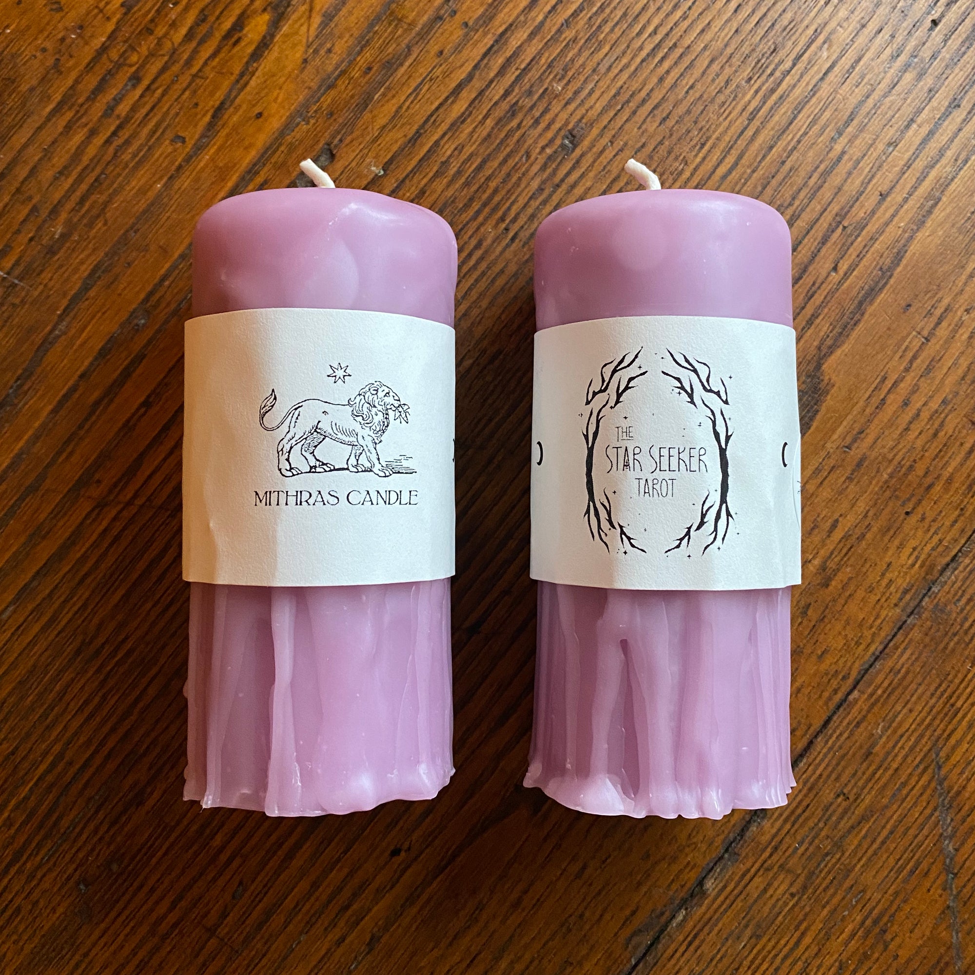 Star Seeker Tarot x Mithras Dusty Rose Dripped Candle 4.5"